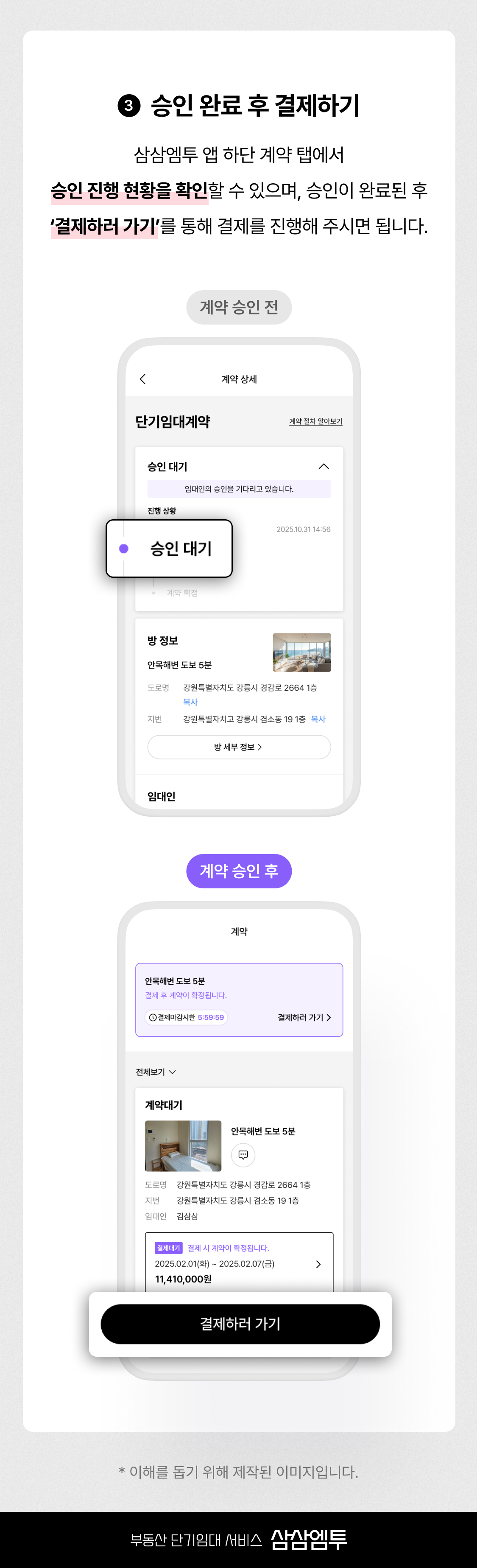 삼삼엠투 단기임대 계약