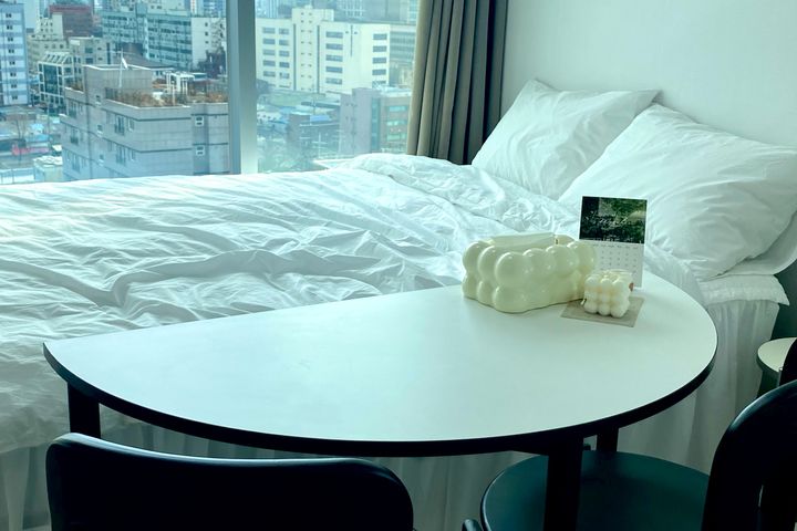 퀸침대호텔침구통창뷰✨ 5번째 이미지