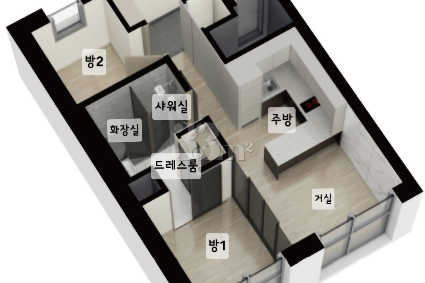 Newly built two-room apartment with Han River 19th image