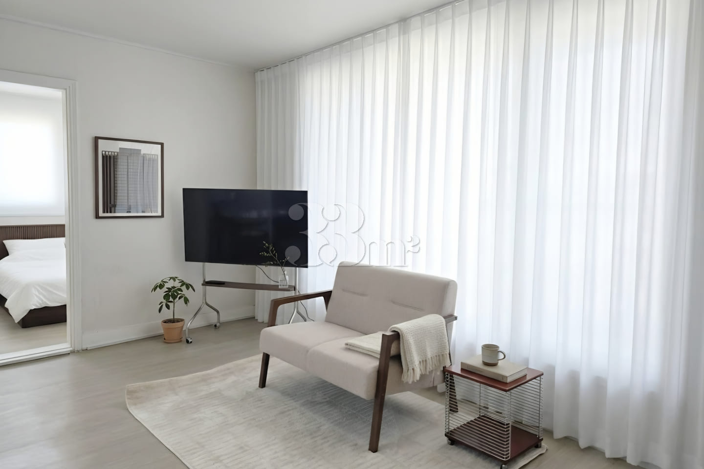 25-pyeong, 2-bedroom apartment with 3 beds 6th image