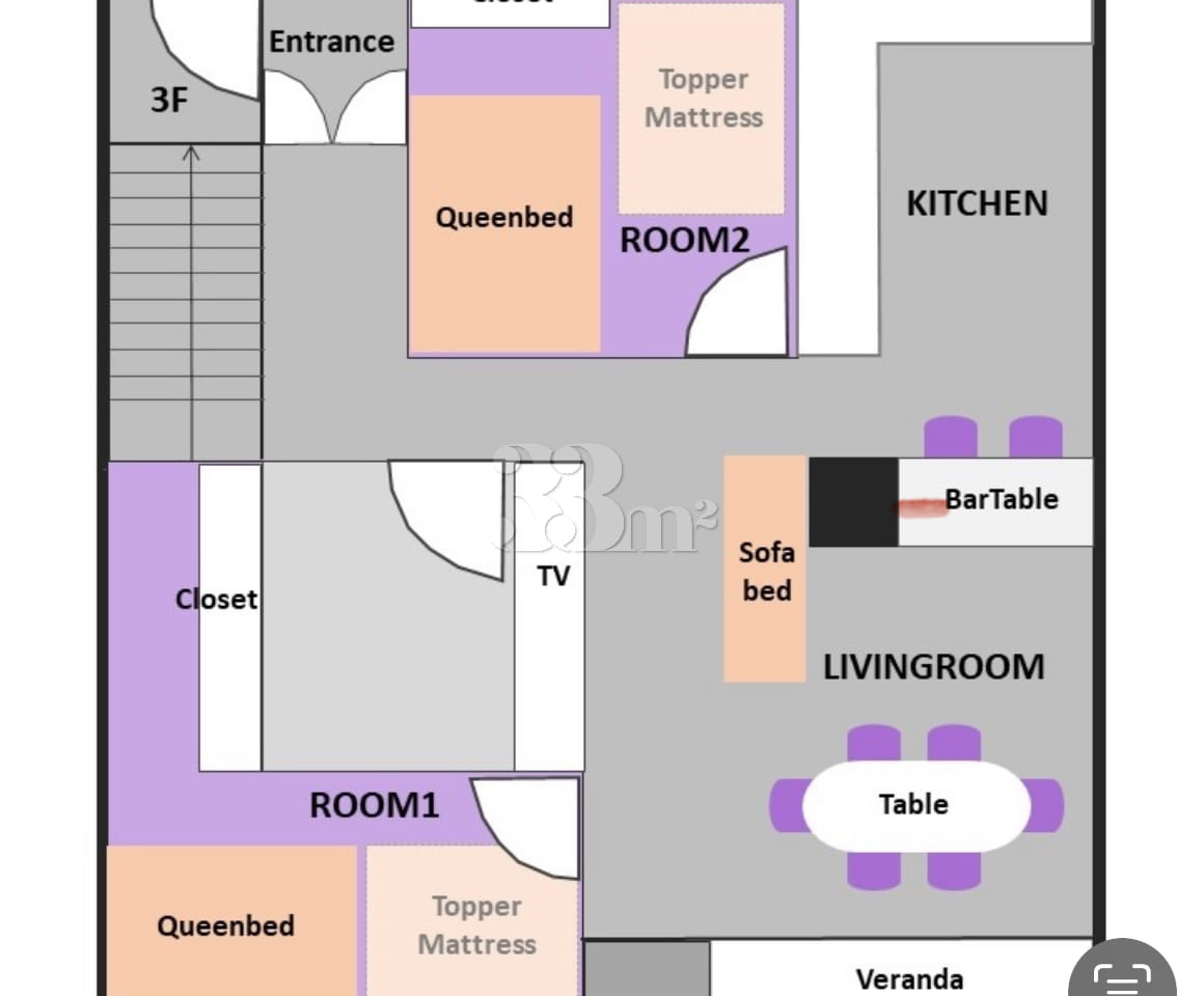 28-pyeong short-term rental in downtown Jeonj 2th image